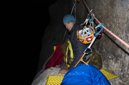 Colonne d'Ercole, Civetta, Dolomiti - Alex Walpoth e Martin Dejori durante la prima ripetizione di Colonne d'Ercole, Civetta,  Dolomiti