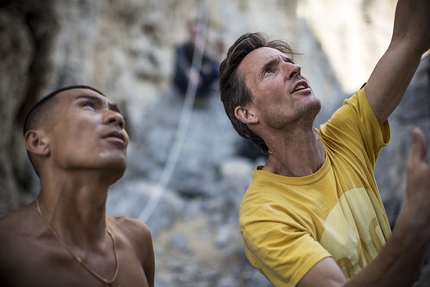 Ben Moon repeats Evolution, Jerry Moffatt 8c+ at Raven Tor