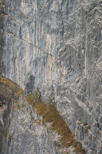 Happy Ledge, Val Trementina, Paganella - Rolando Larcher climbing pitch 5, 7c+