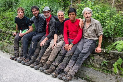 Zemu Peak, Himalaya - During the 2014 Zemu Exploratory Expedition. With the mountaineers Alberto Peruffo, Anindya Mukherjee, Cesar Rosales Chinchay, Francesco Canale, Davide Ferro, Andrea Tonin, Enrico Ferri.