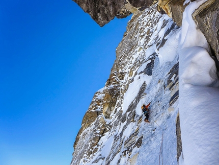 Hagshu, Kishtwar, Himalaya - Ales Cesen in north face of Hagshu.