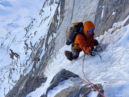 Hagshu, Kishtwar, Himalaya - Ales Cesen climbing the north face of Hagshu