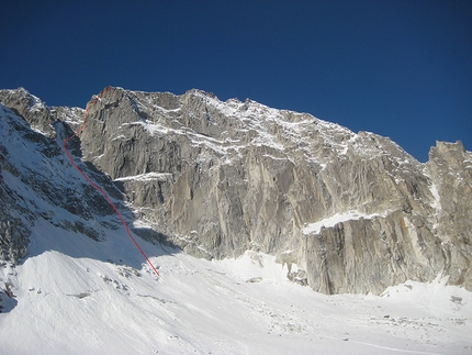 Couloir Martina, Monte Bianco di Presanella,  Jacopo Pellizzari, Paolo Baroldi, Francesco Salvaterra - Il tracciato del Couloir Martina