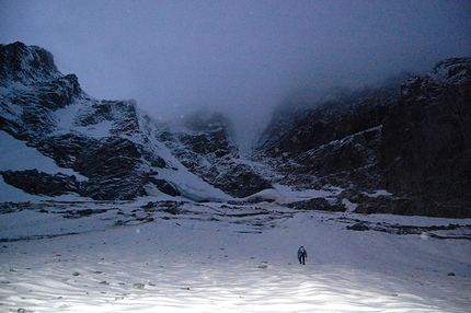 Couloir Martina, Monte Bianco di Presanella,  Jacopo Pellizzari, Paolo Baroldi, Francesco Salvaterra - Couloir Martina: sul pendio iniziale