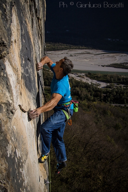 Tarzan Wall, Sanzan - Marco Savio climbing an 8a+, Tarzan Wall, Sanzan