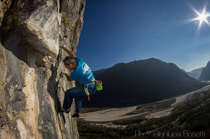 Tarzan Wall, Sanzan - Marco Savio climbing an 8a+, Tarzan Wall, Sanzan