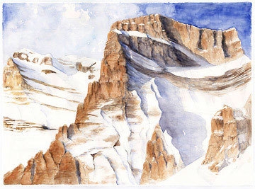 Visioni - Pelmo, Dolomiti. Acquerello 76 x 56