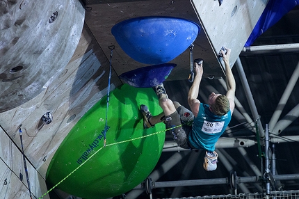 Lead World Cup 2014 - Jakob Schubert, winner of the Lead World Cup 2014, competing at Kranj