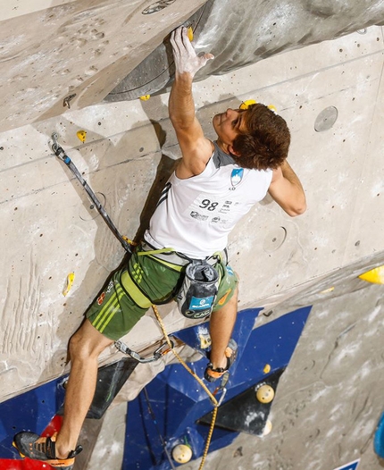 Lead World Cup 2014 - Domen Skofic climbing at Kranj, Slovenia