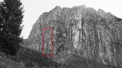 Generazioni a Confronto, Sasso di Fontana Mora, Diego Pezzoli, Angelo Fantini - Sasso di Fontana Mora and the route Generazioni a Confronto first climbed by Diego Pezzoli and Angelo Fantini