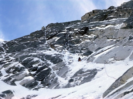 La DaMa Monte Adamello parete nord, nuova via di ghiaccio e misto
