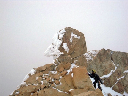 South African Route, Paine - Reaching the summit of the Central Tower, Paine, Patagonia