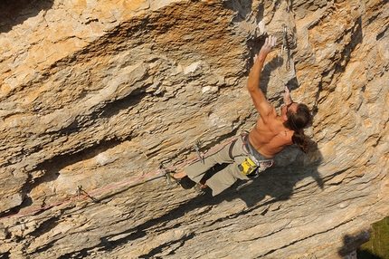 Sas de Dlacia (Val Badia, Dolomites) - Armin climbing Sunset, Sas de Dlacia