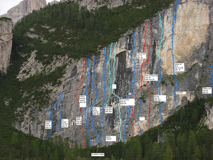 Sas de Dlacia (Val Badia, Dolomites) - Sas de Dlacia, the multi-pitch routes and projects