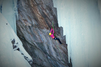 Angelika Rainer, Ouray ice Festival - Angelika Rainer climbing The Flying Circus M10, Ouray, Colorado, USA