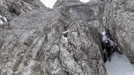 Triglav, Slovenia - Triglav North Face: Matevž Mrak on the lower section of the route