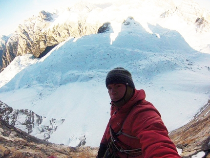 Tom Ballard, Cima Grande di Lavaredo, Starlight and Storm - Tom Ballard during his winter ascent of the Comici - Dimai route on the N Face of Cima Grande di Lavaredo, Dolomites on 21 and 22 December 2014.