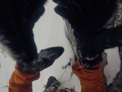 Tom Ballard, Pizzo Badile Via Cassin, Starlight and Storm - Tom Ballard during his winter ascent of the Cassin route on Pizzo Badile on 6 -7 January 2015.