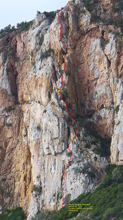 Arrampicata in Sardegna - Back to traditional di Corrado Pibiri e Simone Pireddu, scogliera di Masua, Sardegna