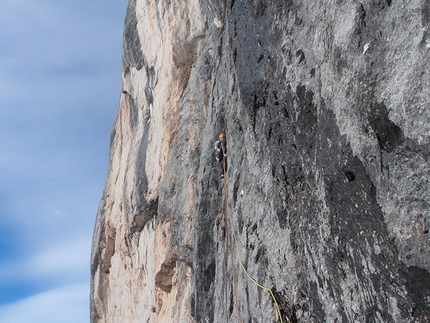 40 anni per il Falier, Marmolada, Ruggero Zardini, Alessandro Rudatis first winter ascent - Ruggero Zardini and Alessandro Rudatis making the first winter ascent of '40 anni per il Falier' (Marmolada, Dolomites)