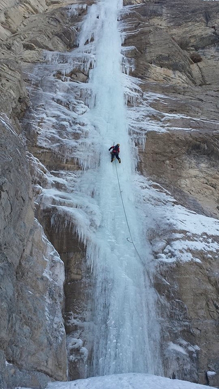 Erzurum Ice Climbing Festival, Turkey - Anna Torretta and Cecilia Buil making the first ascent of Anatolia Pillar, WI6 100m, Cevizli valley, Turkey