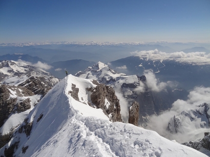 Cima Brenta, Dolomiti, Alessandro Beber, Marco Maganzini - Sulla cresta sommitale di Cima Brenta