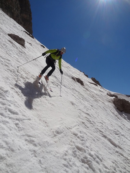 Cima Brenta, Dolomiti, Alessandro Beber, Marco Maganzini - Alessandro Beber and Marco Maganzini during the descent of the South Face of Cima Brenta, Dolomites, spring 2014