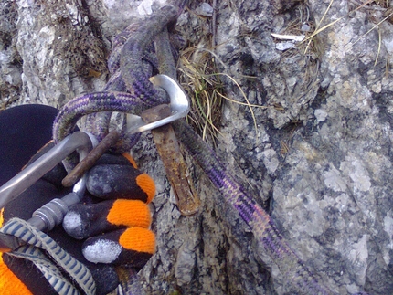 Sappada, ice climbing, Dolomites - Substituting the belay bolts on the ice climbs at Sappada, Italy