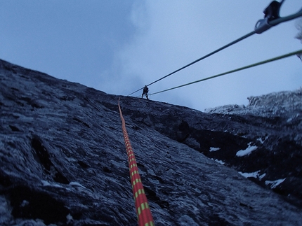 Trollveggen Troll Wall, Norvegia, Marek Raganowicz, Marcin Tomaszewski - Marek Raganowicz and Marcin Tomaszewski during the first ascent of  Katharsis (1100m, A4/M7) Trollveggen Troll Wall, Norway