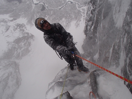 Trollveggen Troll Wall, Norvegia, Marek Raganowicz, Marcin Tomaszewski - Marek Raganowicz and Marcin Tomaszewski during the first ascent of  Katharsis (1100m, A4/M7) Trollveggen Troll Wall, Norway