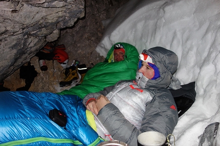 Schneefernerkopf, Michael Wohlleben, Joachim Feger - Michael Wohlleben and Joachim Feger making the first ascent of Optimist (1300m, M6,) Schneefernerkopf, Wetterstein