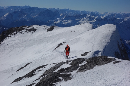 Schneefernerkopf, Michael Wohlleben, Joachim Feger - Michael Wohlleben e Joachim Feger durante la prima salita di Optimist (1300m, M6,) Schneefernerkopf, Wetterstein