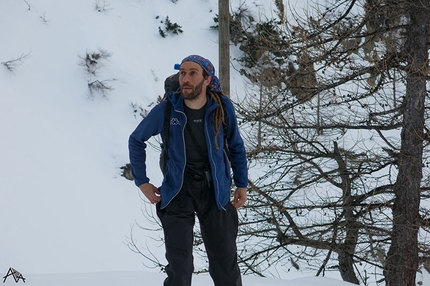 Monte Malinvern, Alpi Marittime, Mattia Salvi - Durante la salita del Canale Dufranc, Monte Malinvern