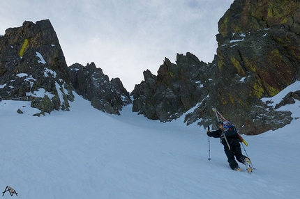 Monte Malinvern, Alpi Marittime, Mattia Salvi - Durante la salita del Canale Dufranc, Monte Malinvern