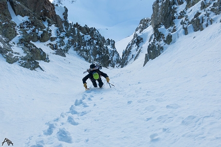 Monte Malinvern, Alpi Marittime, Mattia Salvi - Durante la salita del Canale Dufranc, Monte Malinvern