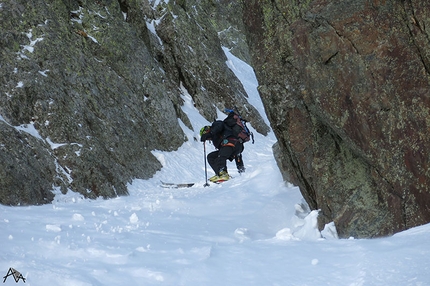 Monte Malinvern, Alpi Marittime, Mattia Salvi - Durante la discesa del Canale Dufranc, Monte Malinvern