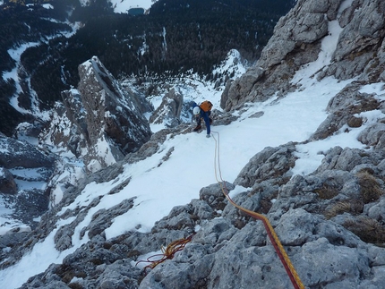 Non mi piace l'inverno - Via Andrich-Bianchet alla parete ovest della Cima di Val di Roda