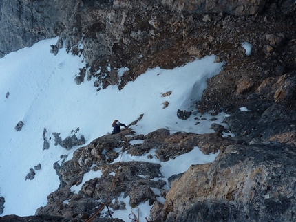 Non mi piace l'inverno - Via Andrich-Bianchet alla parete ovest della Cima di Val di Roda