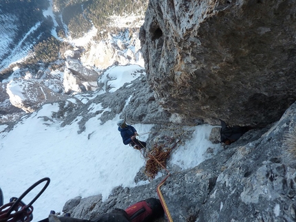 Non mi piace l'inverno - via Andrich-Bianchet parete ovest Cima di Val di Roda (Pale di San Martino, Dolomiti)