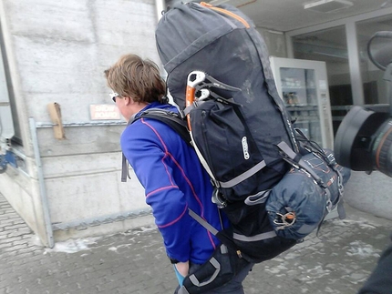 Tom Ballard, Eiger, Starlight and Storm - Tom Ballard heading off to the North Face of the Eiger