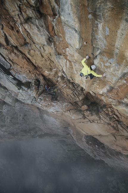 Capu Cascioni, Corsica, Hansjörg Auer, Much Mayr - Hansjörg Auer and Much Mayr making the first ascent of Le Petit Prince (8a, 400m), a new multi-pitch climb up the West Face of Capu Cascioni in Corsica.