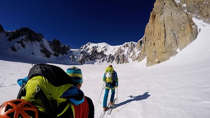 Mt. Maudit, Monte Bianco, Matt Helliker, Jon Bracey - Matt Helliker and Jon Bracey climbing Zephyr (M5+, 6b, 400m), a possible new mixed climb up the East Face of Mt. Maudit in the Mont Blanc Massif.