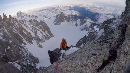 Mt. Maudit, Monte Bianco, Matt Helliker, Jon Bracey - Matt Helliker and Jon Bracey climbing Zephyr (M5+, 6b, 400m), a possible new mixed climb up the East Face of Mt. Maudit in the Mont Blanc Massif.