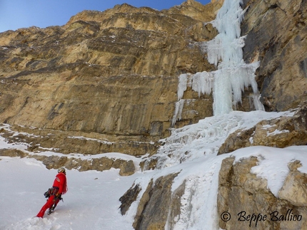 La Piera, cascata di ghiaccio della Vallunga, Dolomiti