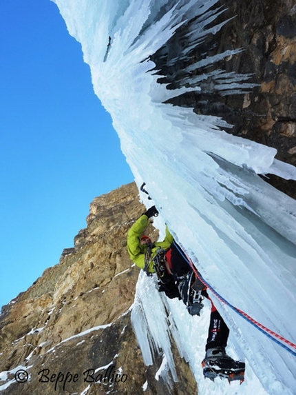 La Piera, Vallunga, Dolomites - Beppe Ballico on pitch 3 of La Piera, Vallunga, Dolomites