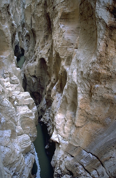El Caminito del Rey, El Chorro, Spain - The limestone canyon at El Chorro eroded by river Guadalhorce.