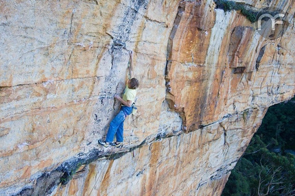 Alexander Megos, Blue Mountains, Australia - Alexander Megos climbing Bendula 32 (8b+), Elphinstone, Blue Mountains, Australia