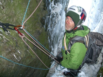 SuperPiter, Monte Aga, Bergamo Alps - During the first ascent of SuperPiter, Monte Aga, Bergamo Alps (Yuri Parimbelli, Marco Kita Tiraboschi, Ennio Spiranelli 03/04/2015)