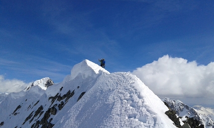 SuperPiter, Monte Aga, Bergamo Alps - During the first ascent of SuperPiter, Monte Aga, Bergamo Alps (Yuri Parimbelli, Marco Kita Tiraboschi, Ennio Spiranelli 03/04/2015)