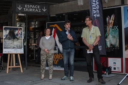 Piolets d'Or, Courmayeur, Chamonix - Federica Cortese, Eric Fournier and Christian Trommsdorff during day 1 of the Piolets d'Or 2015 at Chamonix